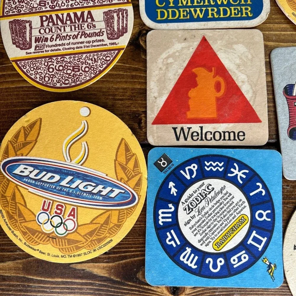 Vintage Coasters Lot Of 19 Brew Beer Pub Brewery Restaurant Cardboard Liquor